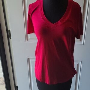 LOFT Red Fitted Short Sleeve Tee